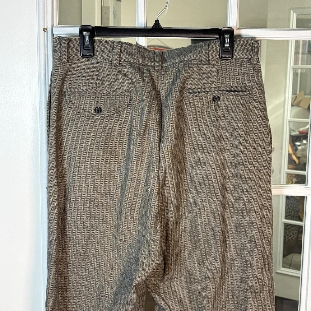 Vintage Polo Ralph Lauren Herringbone Pleated Pants Men's 34x32 Cuffed